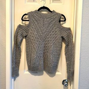 Express Bare Shoulder Long Sleeve Grey Sweater